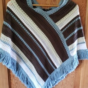 Light knit striped poncho